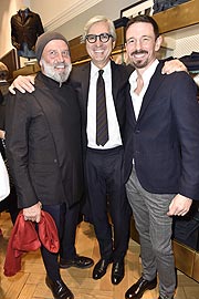 Roberto Compagno (Präsident von Slowear) und Robert Rabensteiner (L ' Uomo Vogue) und Oliver Berben / Slowear Opening Cocktail im Slowear Store in der Briennerstraße in München am 27.10.2016 / Foto: BrauerPhotos (c) Sabine Brauer